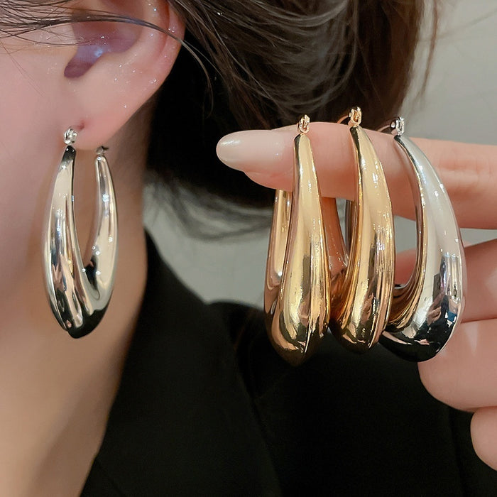 Statement Minimalist Iron U Shaped Oval Geometric Ear Cuff Earrings For Women