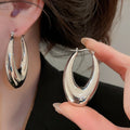 Statement Minimalist Iron U Shaped Oval Geometric Ear Cuff Earrings For Women view 3