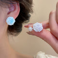 Sweet Floral Faux Pearl Stud Earrings Jewelry Set Light Luxury Dopamine Style Ear Accessories view 4