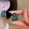 Vintage Copper Zircon Double Layer U Shaped Waterdrop Ear Cuff Earrings For Women view 4