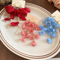 Vacation Style Fabric Flower Faux Pearl Tassel Drop Earrings For Beach Photo Looks view 4