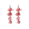 Vacation Style Fabric Flower Faux Pearl Tassel Drop Earrings For Beach Photo Looks view 5