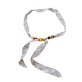 Old Money Floral Wood Bead Chiffon Print Sweater Necklace For Women, Pastoral Light Luxury Choker view 5