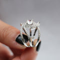 Silver Tone Spiral Halo Ring with Clear Stones Design view 4