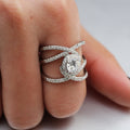Silver Tone Spiral Halo Ring with Clear Stones Design view 2