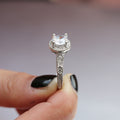 Silver Tone Round Crystal Halo Filigree Band Ring Jewelry view 4