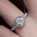 Silver Tone Round Crystal Halo Filigree Band Ring Jewelry view 3