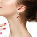 Red Bird Heart Zircon Drop Earrings, Fashion Design Dangle Jewelry For Women view 3