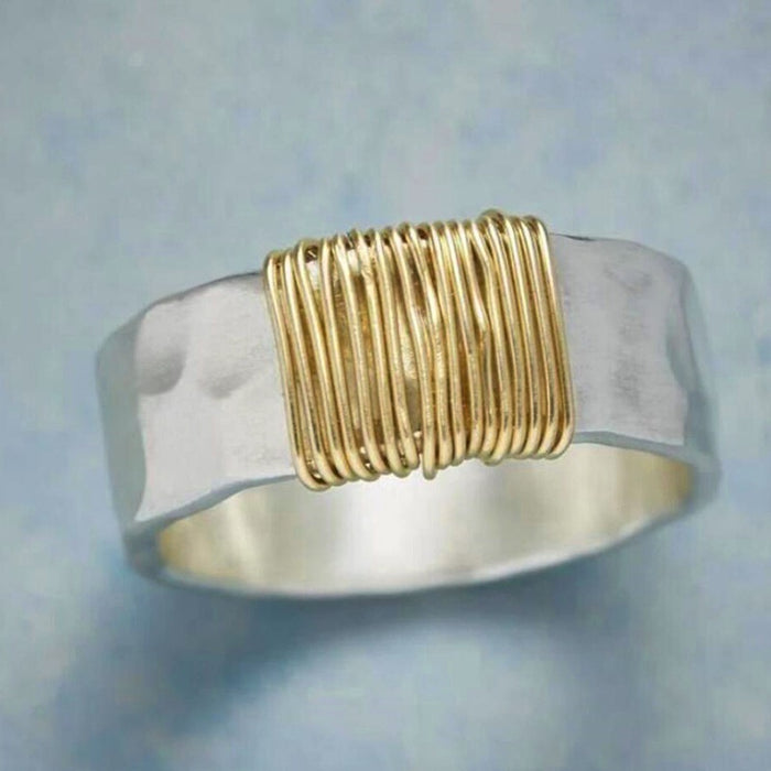 Minimalist Textured Wavy Two Tone Ring, Cool Style Direct Fashion Accessory