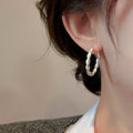 Copper Twisted Braided Round Hoop Earrings Minimalist Geometric Fu Charm Trendy Jewelry view 3