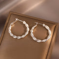 Copper Twisted Braided Round Hoop Earrings Minimalist Geometric Fu Charm Trendy Jewelry view 4