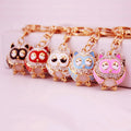 Clear Stone Owl Metal Keychain With Split Ring And Lobster Clasp view 11