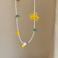 Sweet Lemon Crystal Beaded Earrings And Necklace Jewelry Set For Beach Vacation Style view 4