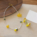 Sweet Lemon Crystal Beaded Earrings And Necklace Jewelry Set For Beach Vacation Style view 2