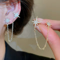 18K Gold Plated Copper Zircon Starburst Clip-on Earrings Y2K Sweet Cool No Piercing Ear Cuffs view 1