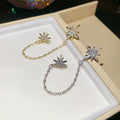 18K Gold Plated Copper Zircon Starburst Clip-on Earrings Y2K Sweet Cool No Piercing Ear Cuffs view 2