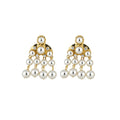 Vintage Court Style Faux Pearl Rhinestone Tassel Geometric Drop Earrings view 5