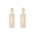 Pearl Look Teardrop and Rectangle Open Frame Stud Earrings view 5