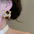 Vintage Alloy Rhinestone Geometric Diamond Square Stud Earrings For Women view 4