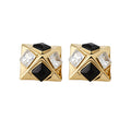 Vintage Alloy Rhinestone Geometric Diamond Square Stud Earrings For Women view 5