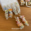 Fresh Floral Faux Pearl Tassel Drop Earrings With Silver Pins For Beach Photos view 4