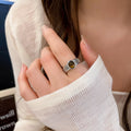Minimalist Three Layer Square Zircon Open Ring For Women view 3