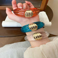 European American Style Resin Texture Round Open Bangle For Women, Minimalist Light Luxury Fashion Jewelry view 3
