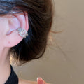 Light Luxury Copper Zircon Teardrop Tassel Clip-on Earrings, Korean Trendy Non-Pierced Ear Cuffs view 3