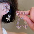 Light Luxury Copper Zircon Butterfly Ear Cuff Clip-on Earrings No Piercing Elegant Jewelry view 1