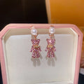 Light Luxury Rhinestone Bear Faux Pearl Stud Earrings With Silver Posts For Fashion Jewelry view 1
