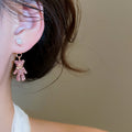 Light Luxury Rhinestone Bear Faux Pearl Stud Earrings With Silver Posts For Fashion Jewelry view 4