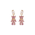 Light Luxury Rhinestone Bear Faux Pearl Stud Earrings With Silver Posts For Fashion Jewelry view 5
