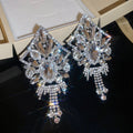 Copper Rhinestone Geometric Tassel Drop Earrings, European Minimalist Statement Stud Style view 4