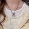 Cute Enamel Rabbit Faux Pearl Necklace Old Money Light Luxury Collarbone Choker view 1