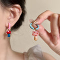 Contrast Color Glass Mushroom Stud Earrings For Women Light Luxury Geometric Round Fresh Style Jewelry view 3