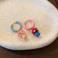 Contrast Color Glass Mushroom Stud Earrings For Women Light Luxury Geometric Round Fresh Style Jewelry view 4