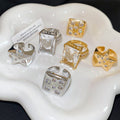 European Style Square Zircon Inlaid Open Ring For Women view 4