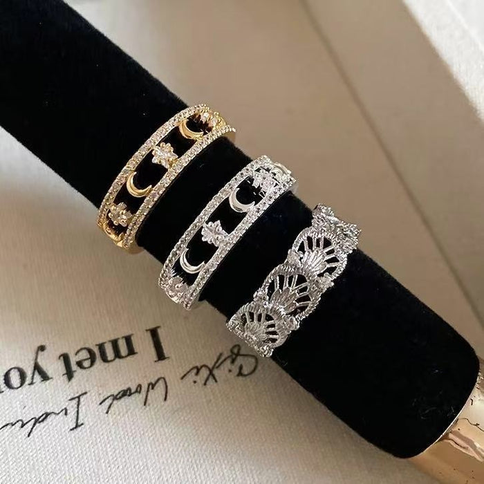 18K Gold Plated Zircon Star Open Ring For Women