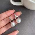 Minimalist Round Faux Pearl Stud Earrings With Silver Posts For Women Daily Commuter Jewelry view 2