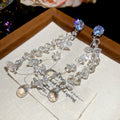 Light Luxury Glass Waterdrop Tassel Drop Earrings, Summer Resort Geometric Stud Design view 4
