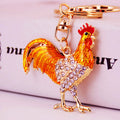Rhinestone-Accented Rooster Metal Keychain in Red, Blue, and Gold view 4