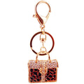 Rhinestone Leopard Print Handbag Keychain, Five Options view 5