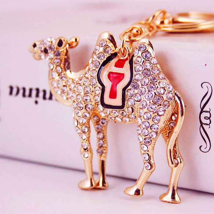 Rhinestone Camel Keychain Desert Animal Metal Bag Charm for Keys