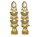 Bohemian Vintage Gold Alloy Teardrop Crystal Chandelier Jhumka Bell Tassel Statement Earrings view 5