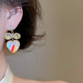 18K Gold Plated Silver Post Crystal Heart Stud Earrings For Women Iridescent Light Luxury OL Style view 4
