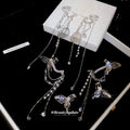 Light Luxury Cubic Zirconia Butterfly Tassel Faux Pearl Clip-on Earrings view 3