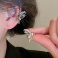 Light Luxury Cubic Zirconia Butterfly Tassel Faux Pearl Clip-on Earrings view 4