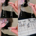 Light Luxury Cubic Zirconia Butterfly Tassel Faux Pearl Clip-on Earrings view 1