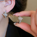 Light Luxury Copper C-Shaped Planet Zircon Stud Earrings With Silver Pins view 2