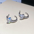Light Luxury Copper C-Shaped Planet Zircon Stud Earrings With Silver Pins view 1